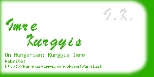 imre kurgyis business card